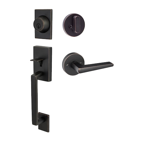 Sure-Loc Hardware Sure-Loc Hardware Koln Handleset with Round Thumb Turn, Basel Round Handleset Trim, Vintage Bronze KN507-R-BS-RD 11P